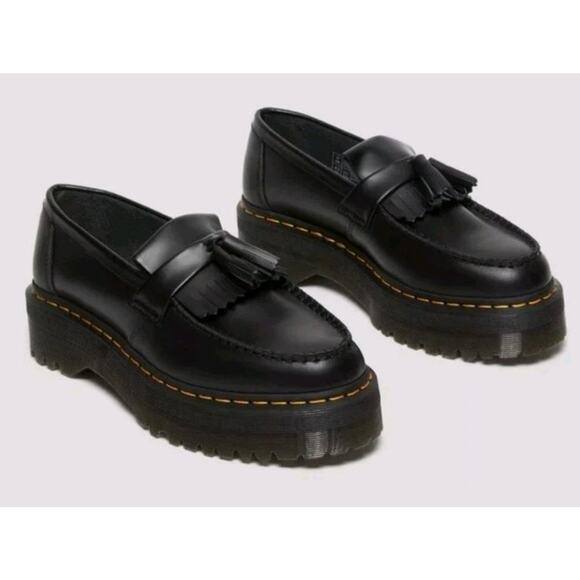 NWT Dr. Martens Tassel Loafers Black Leather Platform M7/W8 Goth Y2K - Picture 12 of 13
